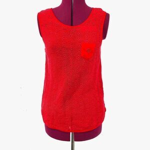 Armani Jeans Red Knit Sleveeless top sz S